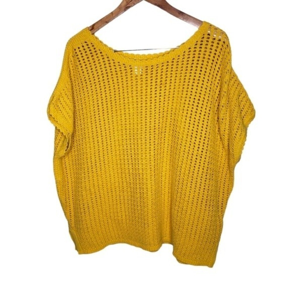 Old Navy mustard yellow knitted crochet plus size shirt sleeve top shirt xxl